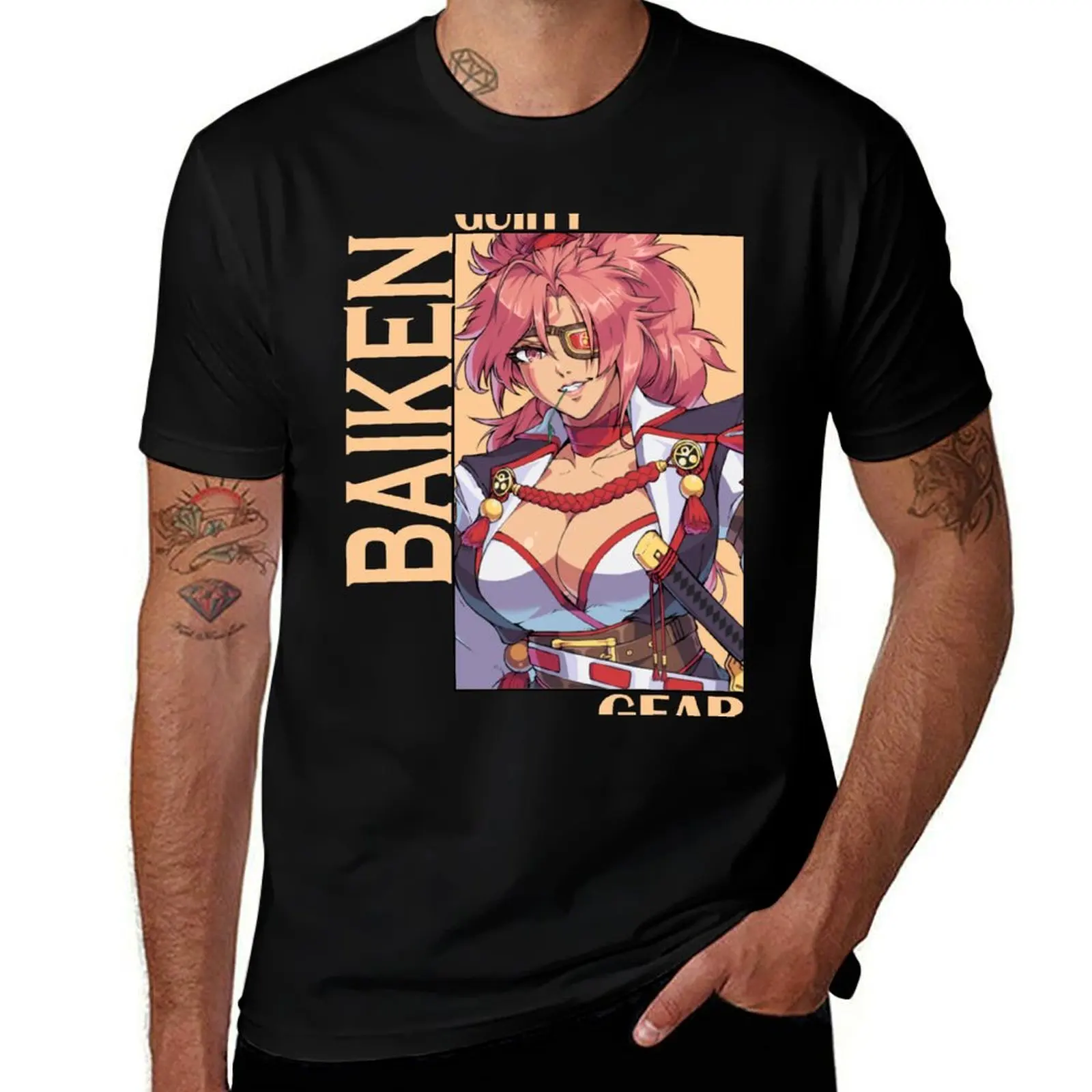 

Футболка Guilty Gear Baiken, мужские винтажные мужские футболки с графическим рисунком, дизайнерская хлопковая футболка, футболка из 100% хлопка