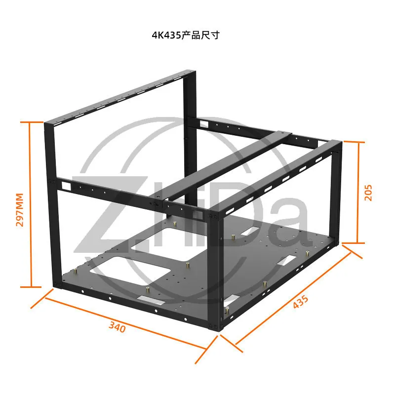 4‑GPU Open Frame Chassis, Single Power Supply, Dual EATX Motherboard AI Server Rack, Rack‑Mountable Multi‑Graphics Card Case