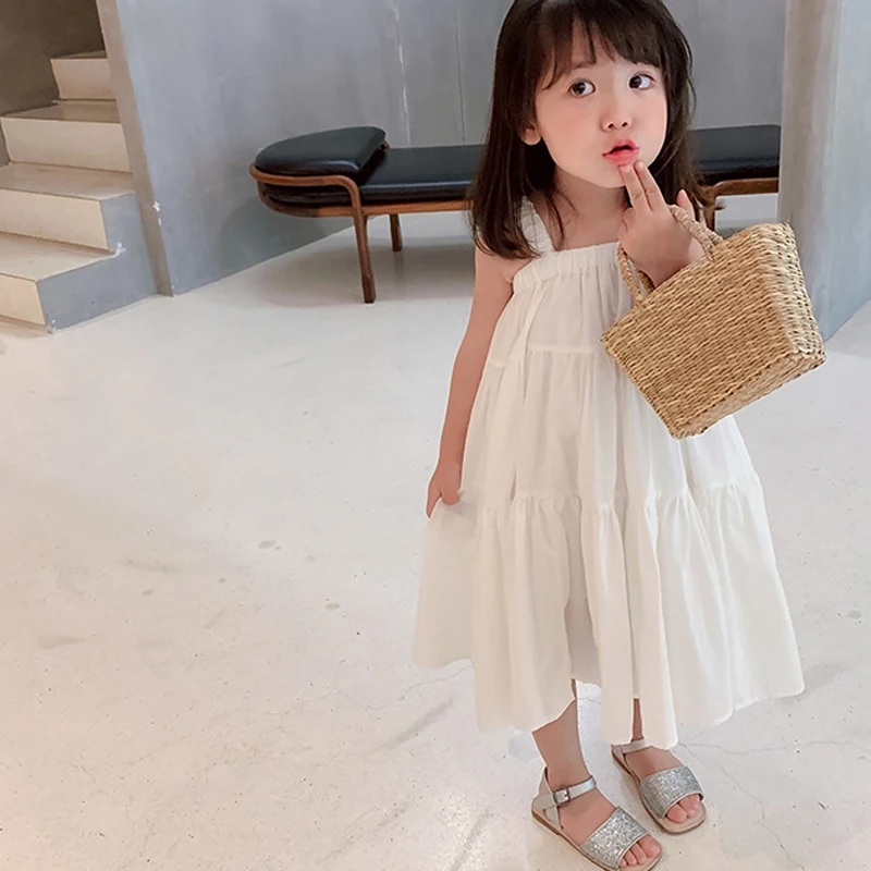 Mädchen Kleider Sommer koreanischen Stil cool lässig Kinder kleidung Kuchen Prinzessin Kleid Baby Kinder Hosenträger Strand Vestidos