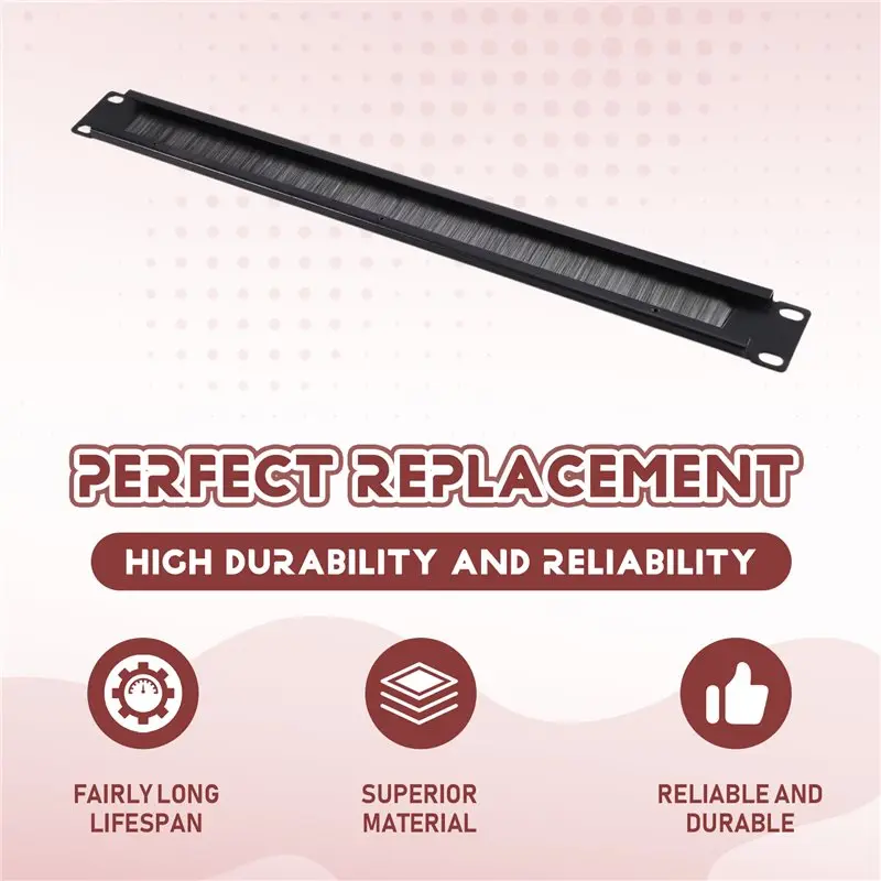 【A17Z】Steel Cable Management Brush Panel Black Cable Organizer Cable Management Brush Panel For 19 Inch Rack Patch Panel System
