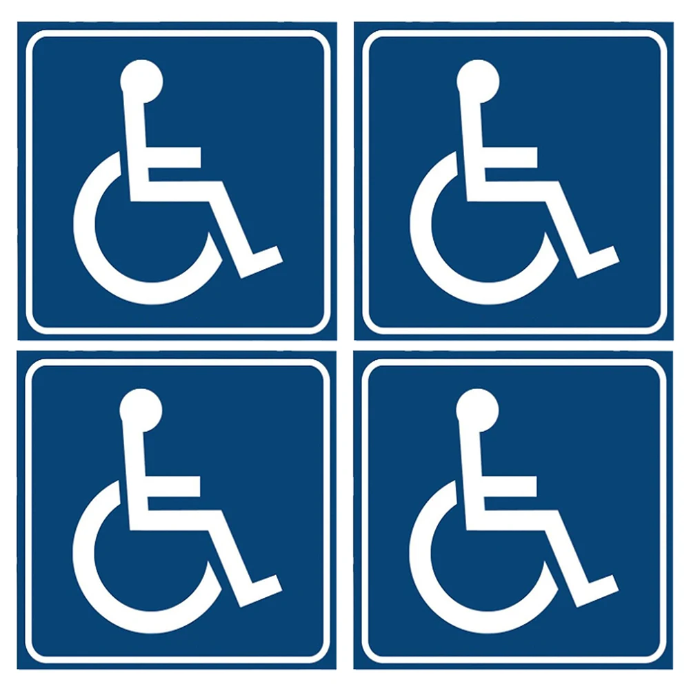 4 pegatinas azules para discapacitados, resistentes al agua, fáciles de aplicar para centros comerciales interiores y exteriores, hospitales, parques, accesibilidad