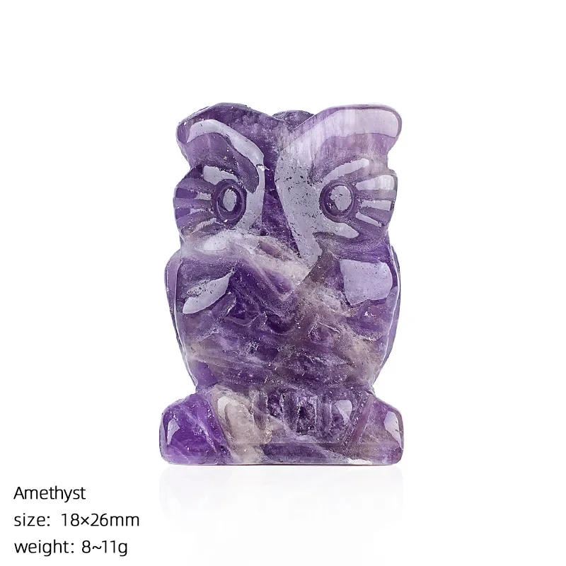 Owl Figurine Stone Carving Crafts Statue Natural Gemstone Healing Crystals Reiki Christmas Gift Home Decor view 3