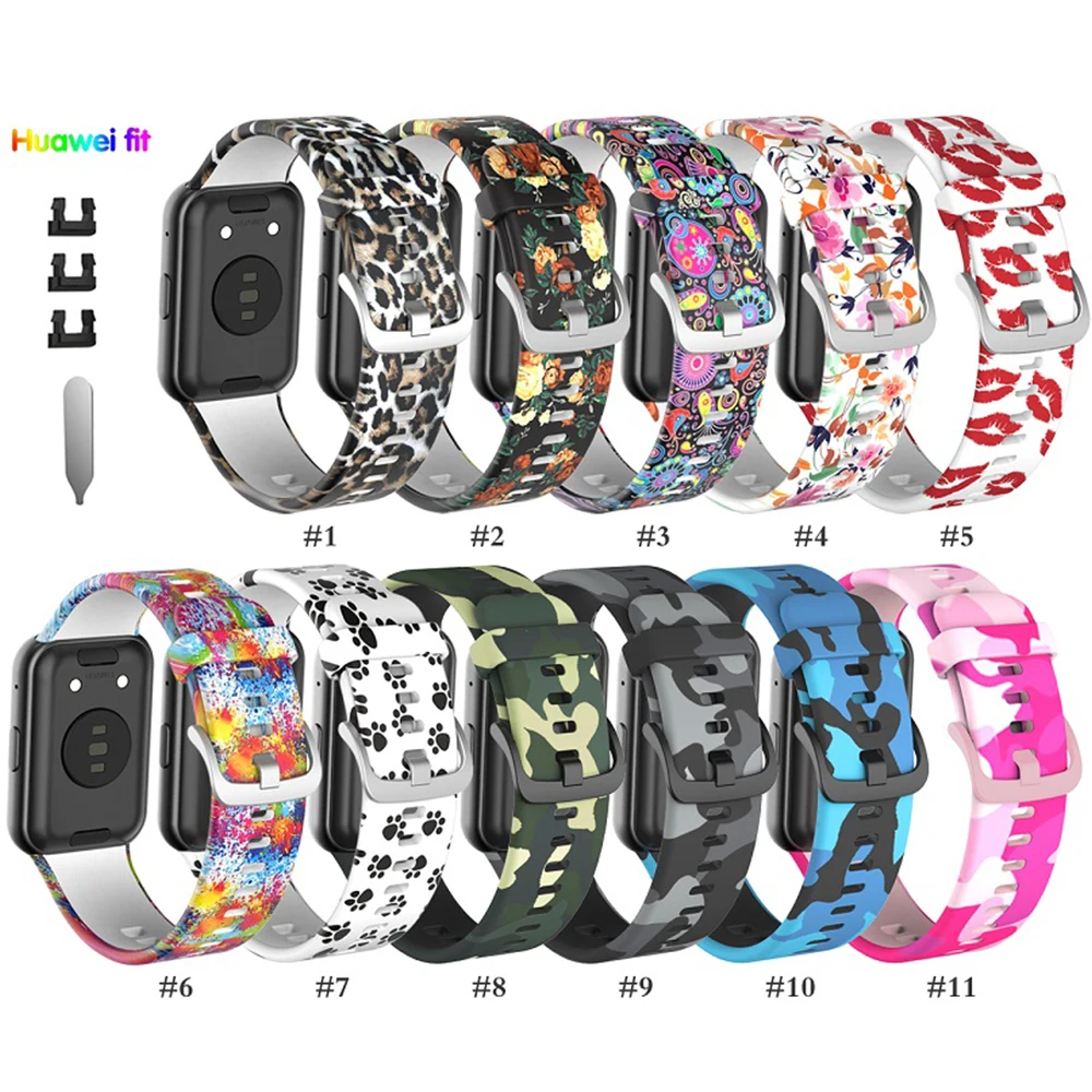 Lovely Pattern Strap For Huawei Watch Fit Silicone Durable Fashione Wristband Bracelet Accessories As Gift