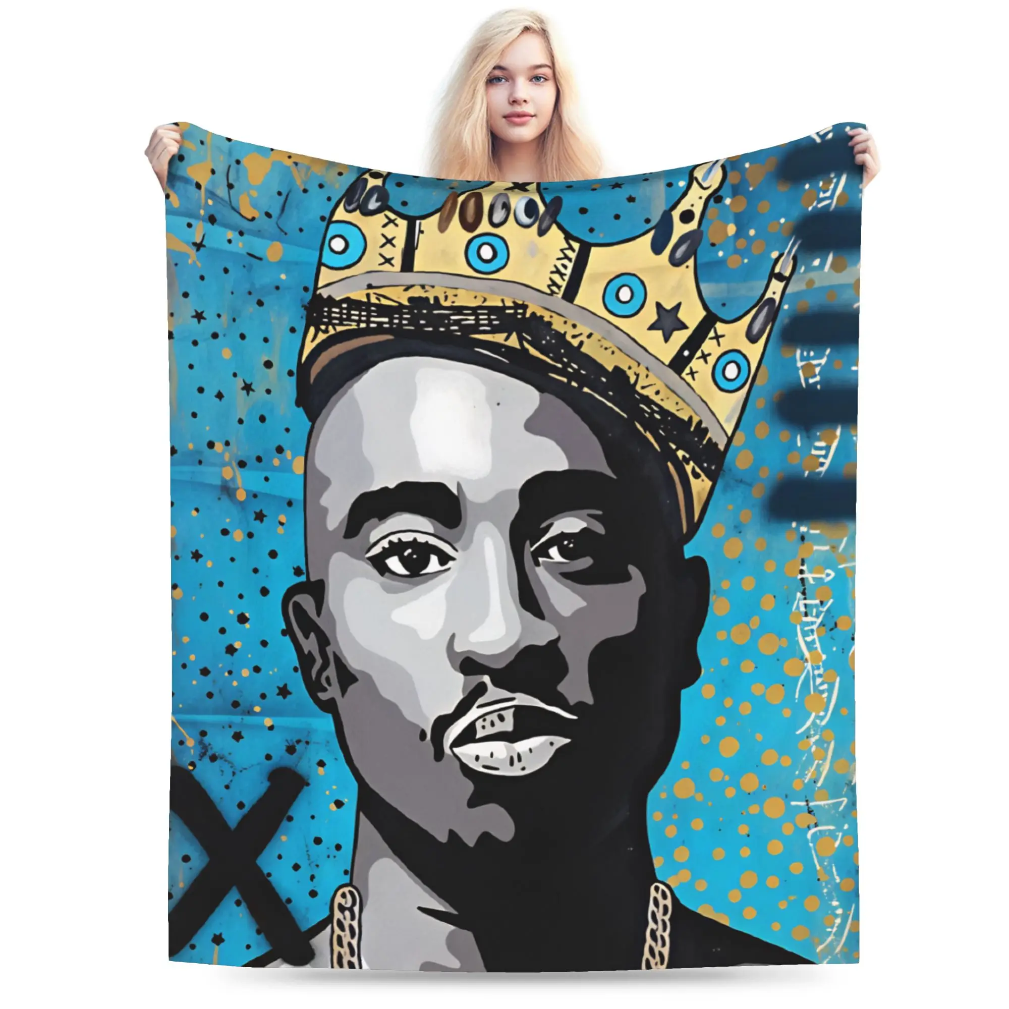 Rapper Tupacs Blanket  Super Warm Novelty Plush Throw Blanket For Child Outdoor Flannel Bedspread Bed Cover