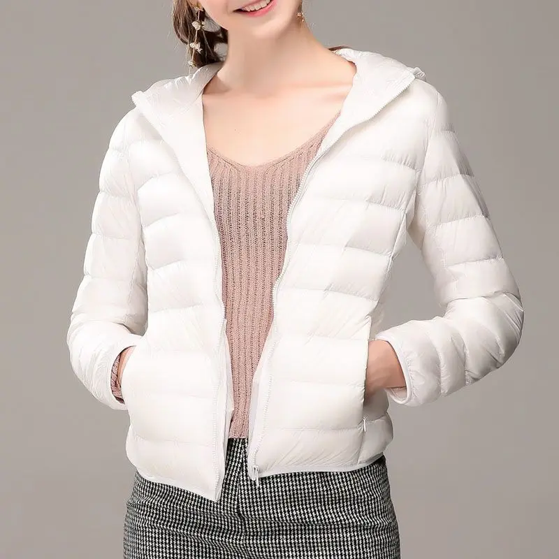 Plus Size S-8XL Down Jacket Women Short Portable Lightweight Warm Slim Fit  White Duck Down Padded Coats for Women JK-048