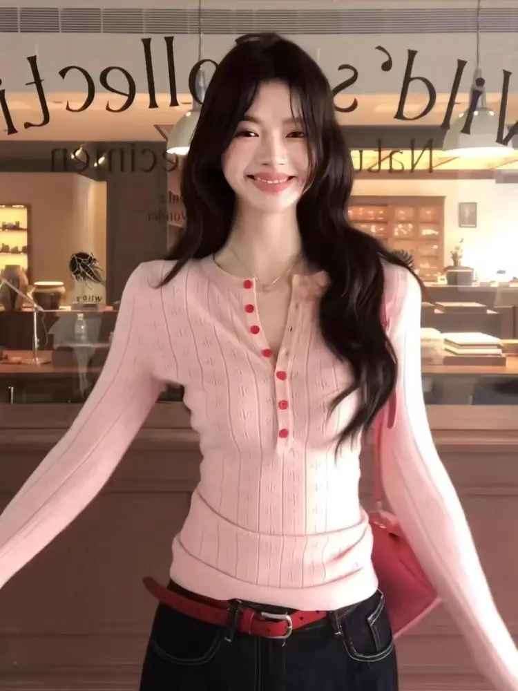 

2026 New Arrival Women's Sweet Hollow Out Knit Sweater Slim Fit Long Sleeve Top for Fall & Winter