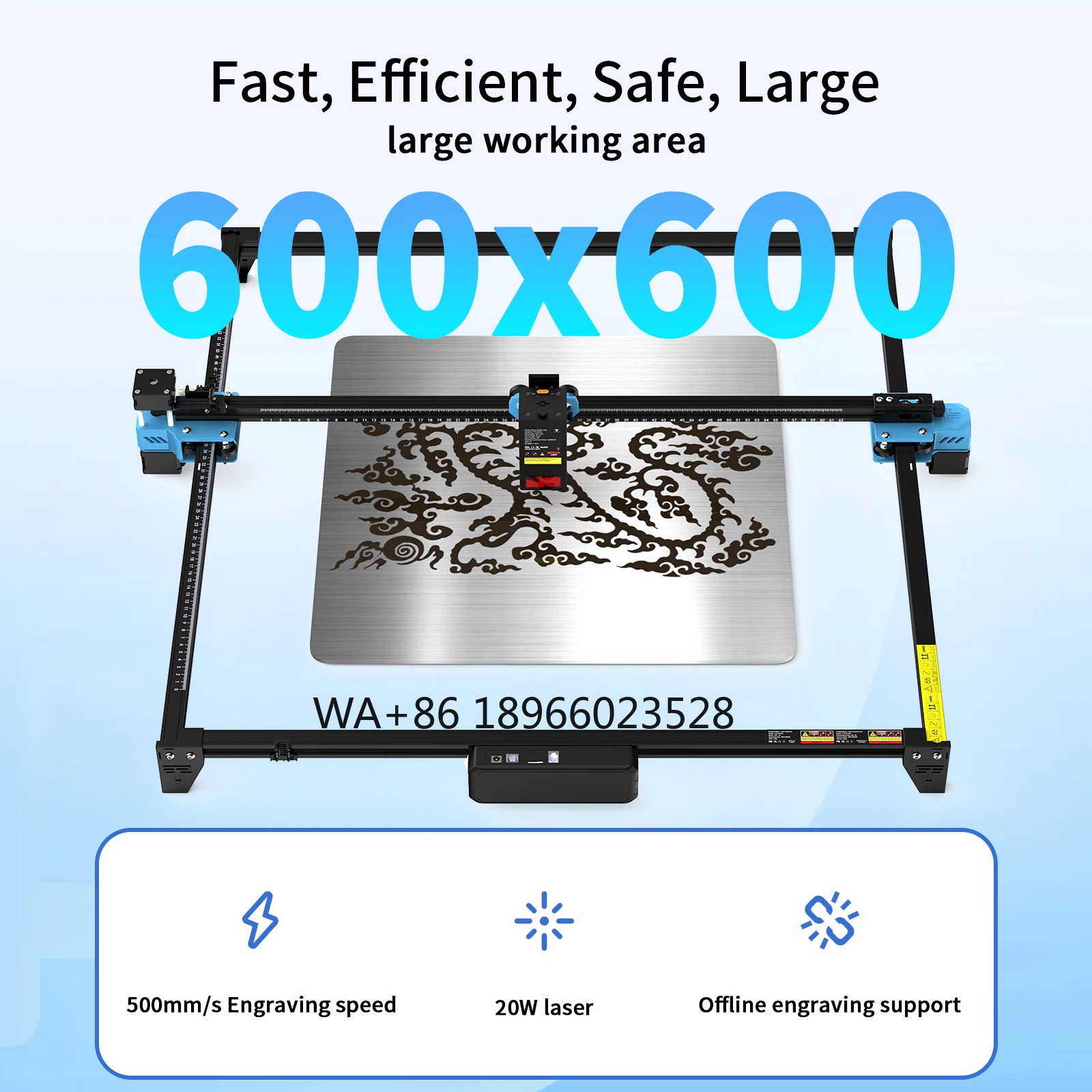 small portable cnc wood plexiglass gantry infrared cutting machine engraver for metal 20W Max machines on metal