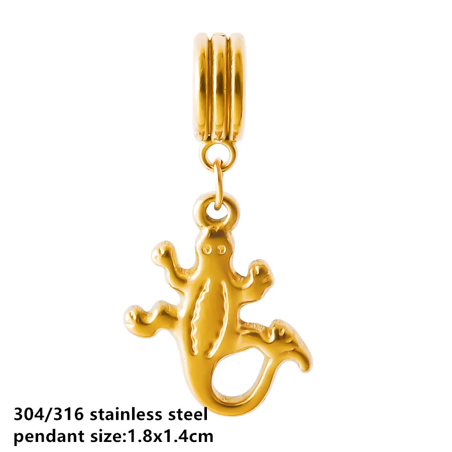 Goldfarbener kleiner Tieranhänger Ente Katze Taube Pferd Edelstahl Armband Armreif Anhänger für Schmuckherstellung handgemachte Dekoration – Detail 1