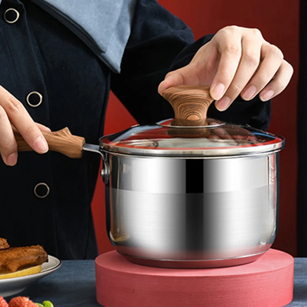 

Stainless Steel Milk Pot Multipurpose Saucepan Single Handle Cooking Pan for Soup Noodles Stew Kitchen Cookware