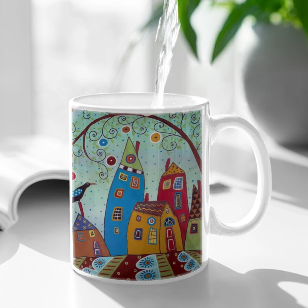 Retro-Rural-Color-Cities-Coffee Mug Tea Cup 11oz Coffee Cup Funny Birthday Gifts for Women and Men Ceramic Mug Personalized Cup