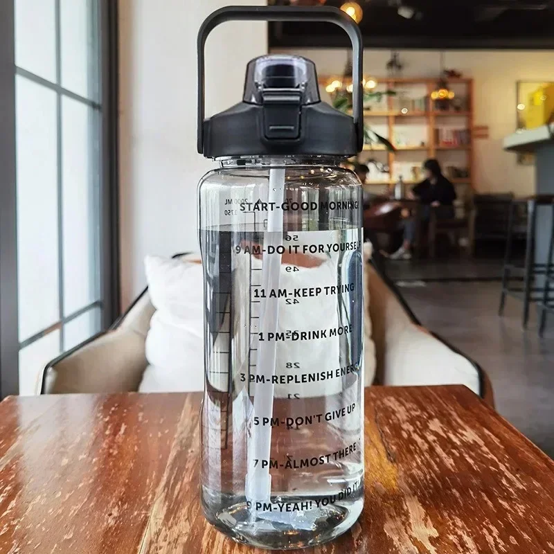2000ml Large Capacity Plastic Straw Water Cup Sports Water Bottle High Value Outdoor Camping Drinking Tools