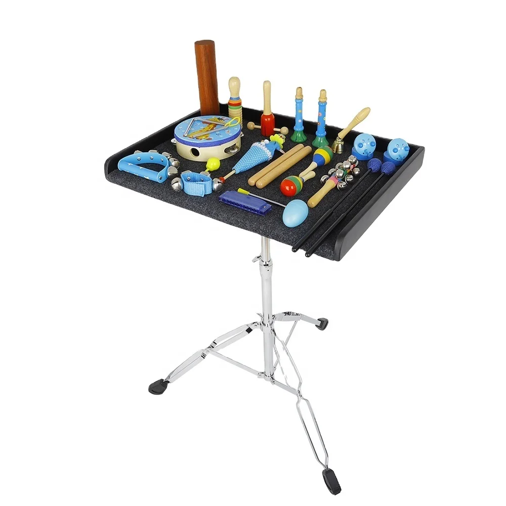 Hot Sale Orff Musical Instrument Tray Rectangular Wooden Percussion Tray with Bracket  Playing Table Mallets Drum Stick Rack