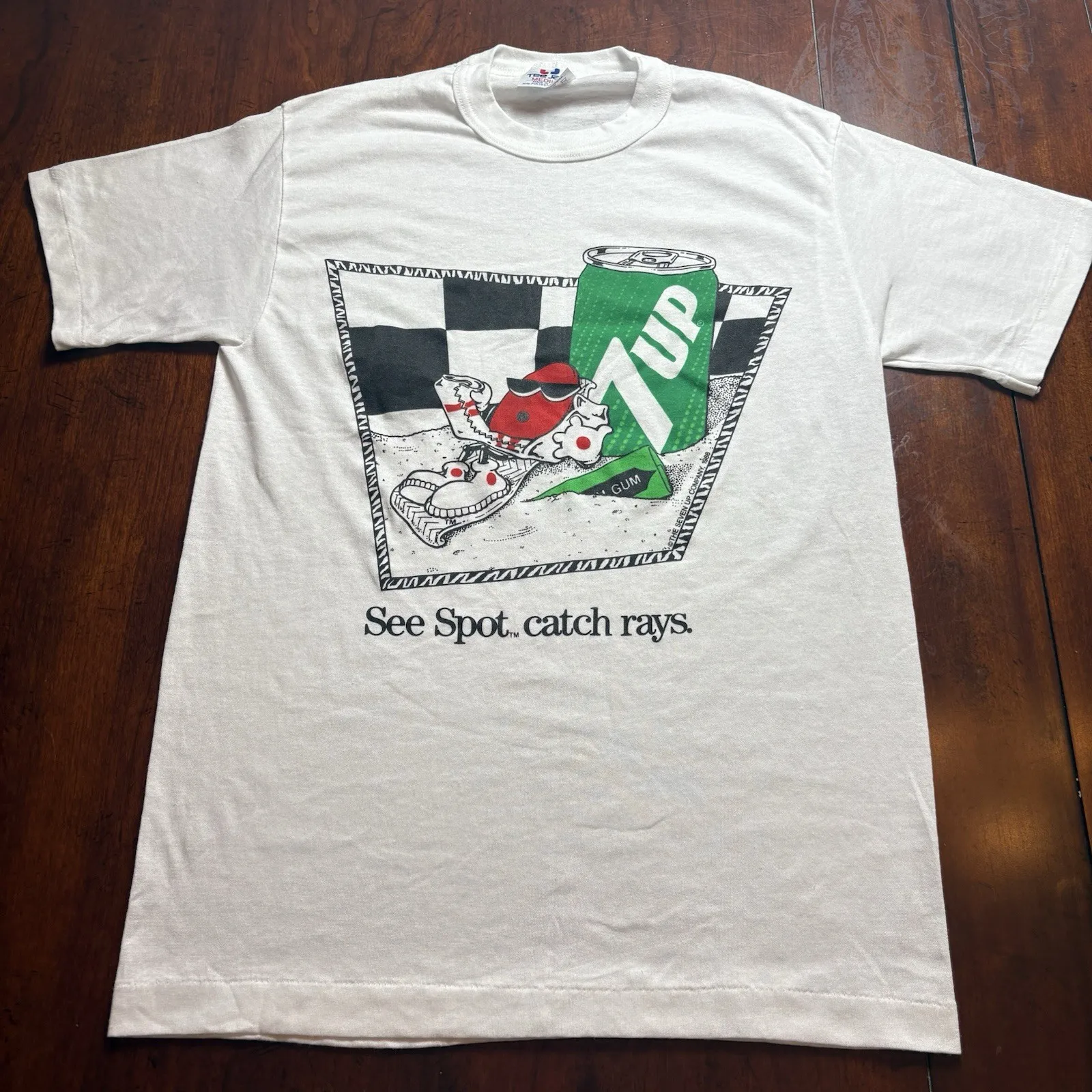 Vintage 1988 7 UP Soda Promo See Spot Catch Rays TShirt Men’s Medium NWOT