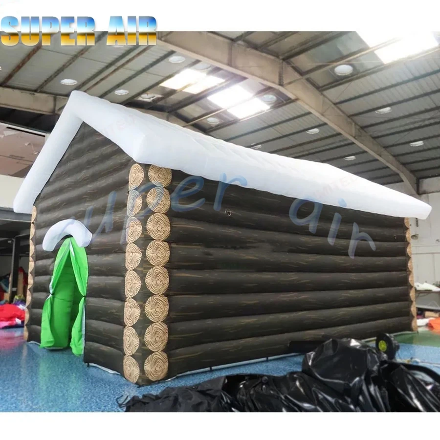 บ้านคริสต์มาสเป่าลมรูปซานต้าคลอสขนาด 6 มล. x 4 ม. x 3.5 ม. สำหรับตกแต่งคริสต์มาสเชิงพาณิชย์สำหรับกิจกรรมกลางแจ้ง