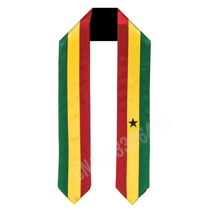 

Ghana Flag Scarf Top Print Graduation Sash Stole International Study Abroad Adult Unisex Party Accessory