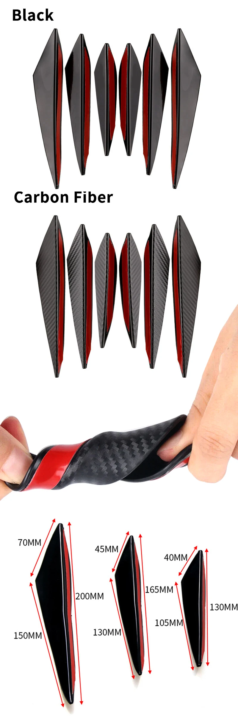 Auto Anti-Kollision Zubehör Frontschürze Lip Diffusor Body Spoiler Carbon Fiber Splitter Flossen – Detail 3