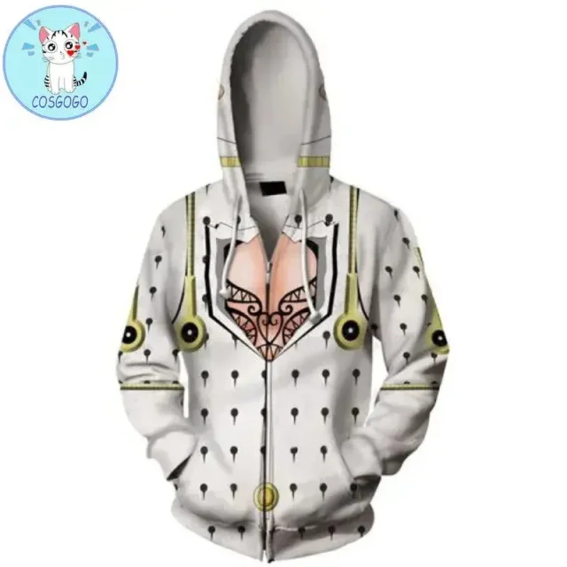 COSGOGO New Hoodies Men Anime JoJo's Bizarre Adventure Cosplay Women Hoodie Jacket Zipper Casual Sweatshirts men women