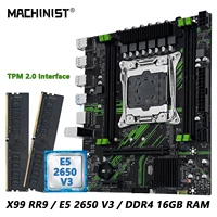 Kit de placa base MACHINIST X99 PR9 con puerto TPM2.0 LGA 2011-3, CPU Intel Xeon E5 2650 V3 opcional y combo de RAM DDR4 de 16 GB con USB 3.0