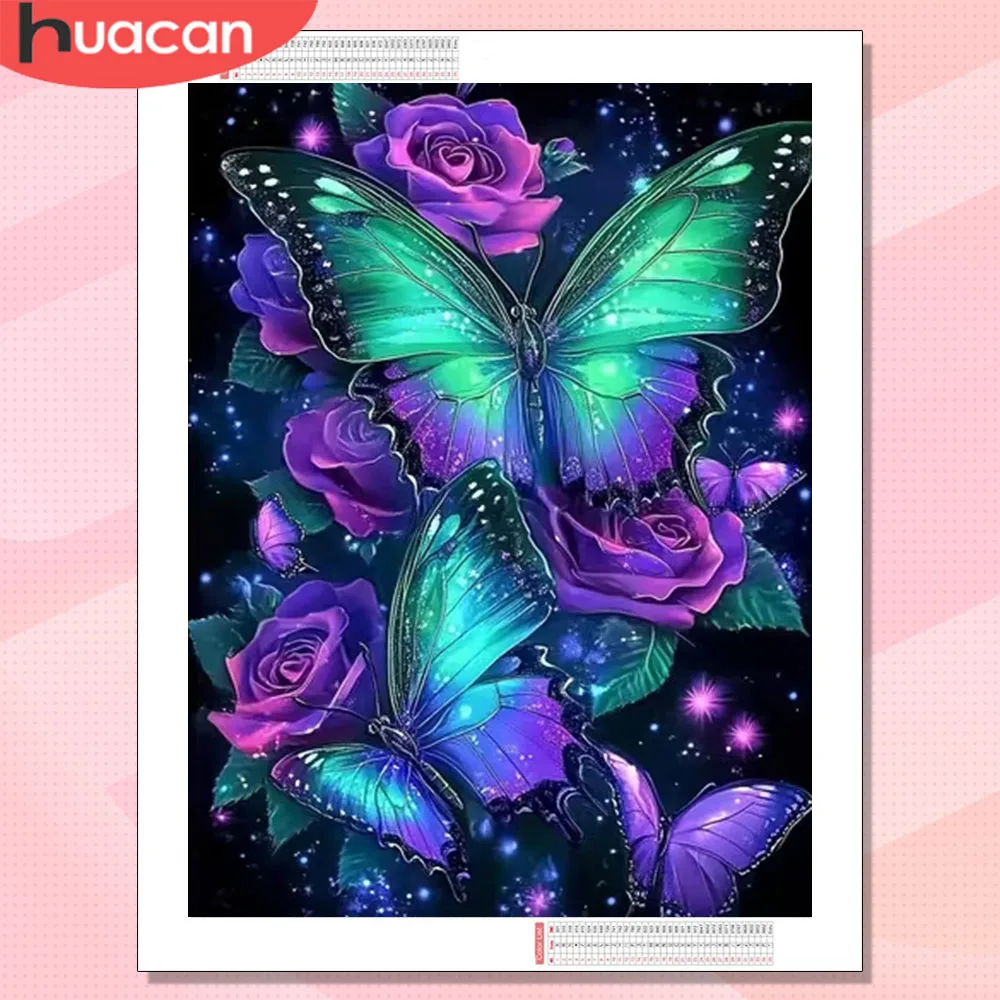 

HUACAN алмазная живопись бабочка поделки животных полный квадратный круглый 5D Diy мозаика роза домашняя комната художественное ремесло стразы