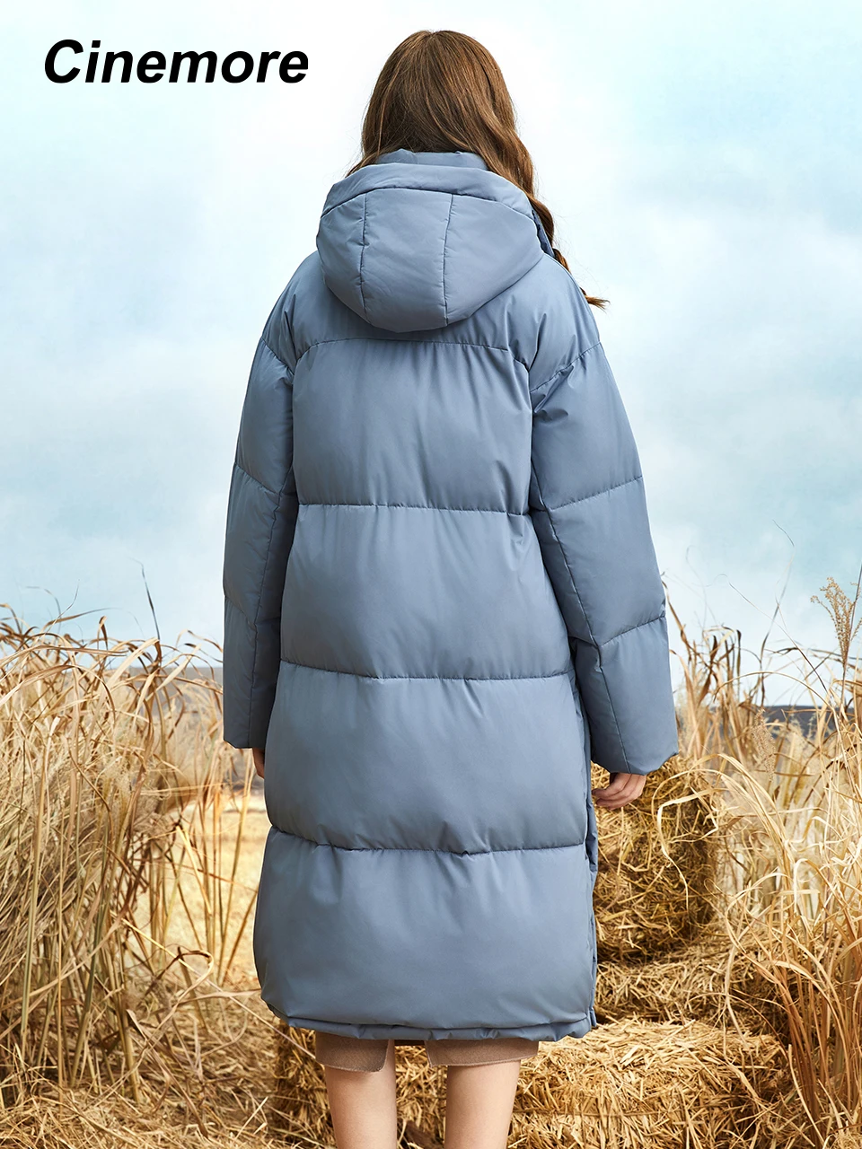 Cinemore Thicken Long Women's Winter Jacket Coat Hood Split Hem Warm Bio Fleece Parkas Female Clothing Fashion Quilted Jacket