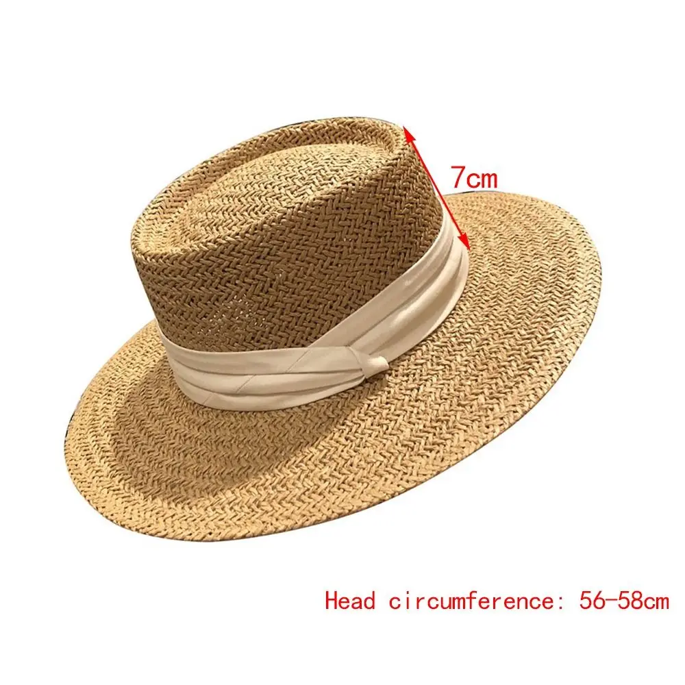 For Women Wide Brim Breathable Sun Panama Hats Panama Beach Summer Straw Hat Fedora Hat