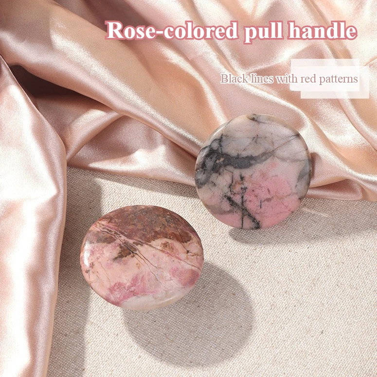 High-end aluminum alloy base drawer handle luxurious cabinet door pull handle black line red pattern rose stone pull handles