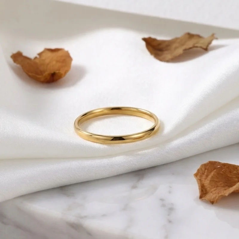 1 Piece of Stainless Steel Ring Plated with 18K Gold, Fashionable Smooth Plain Ring, Versatile Ring, Minimalist Basic Style Suitable for Various Styles of Wear