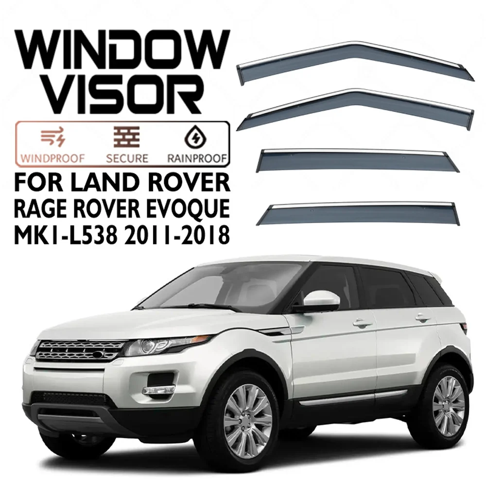 

Chrome Strips Rain Guards for LAND ROVER EVOQUE 2012-2018 Window Visor Wind Deflectors Door Visor Vent Shades Ventvisor