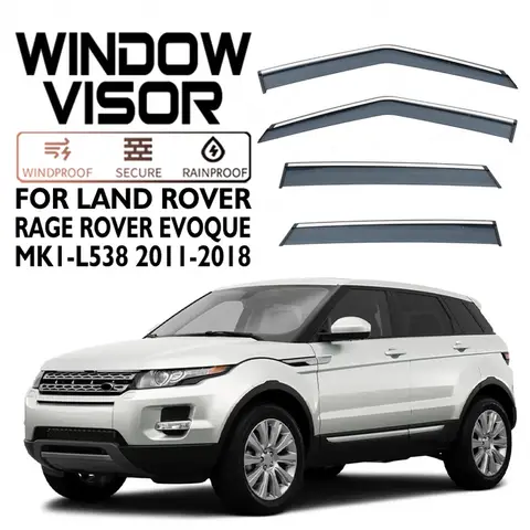 Chrome Strips Rain Guards for LAND ROVER EVOQUE 2012-2018 Window Visor Wind Deflectors Door Visor Vent Shades Ventvisor