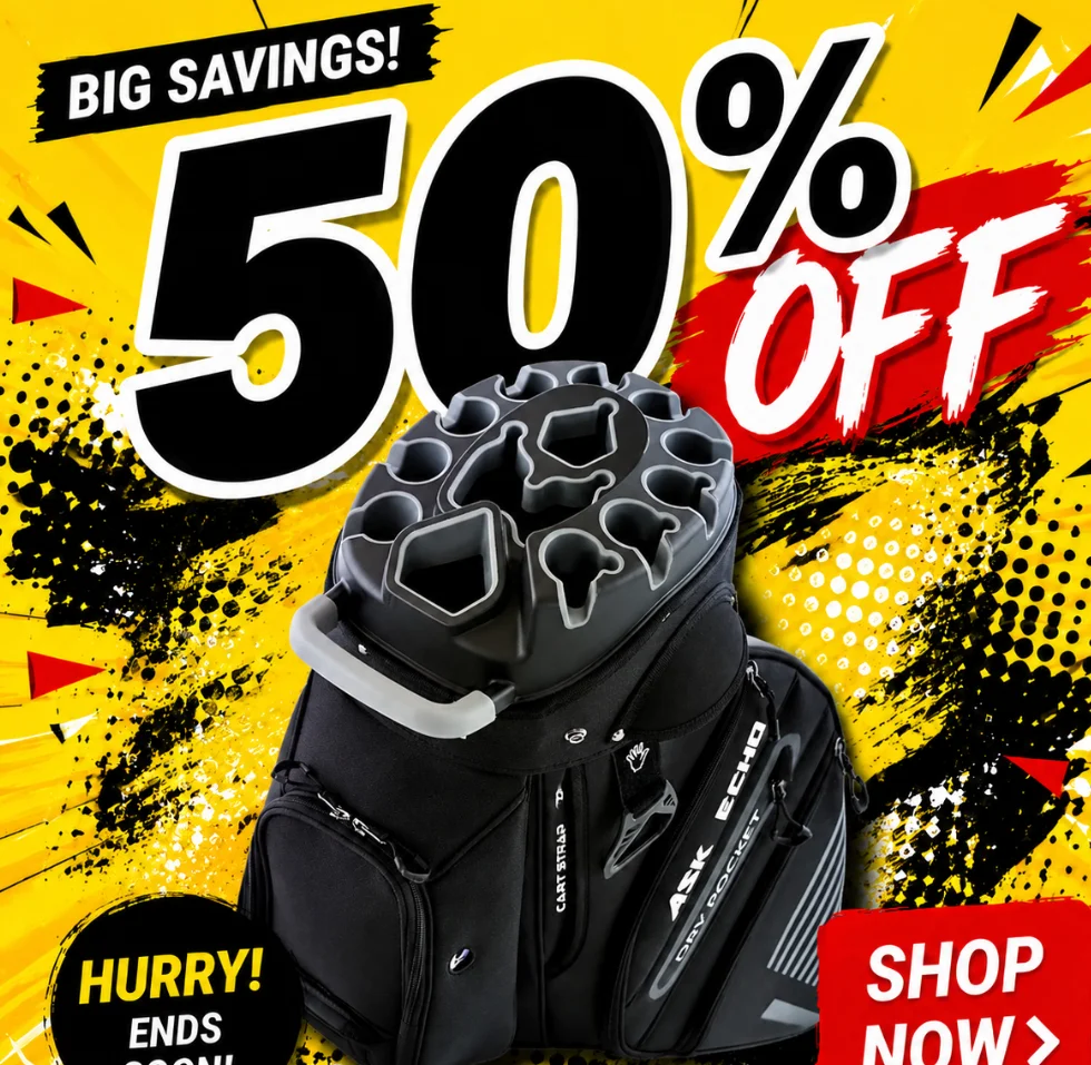 

ASK ECHO T-Lock Men Golf Cart Bag 14 Way Divider Golf Club Bag With Rain Cover Outdoor Golf Training Accessory