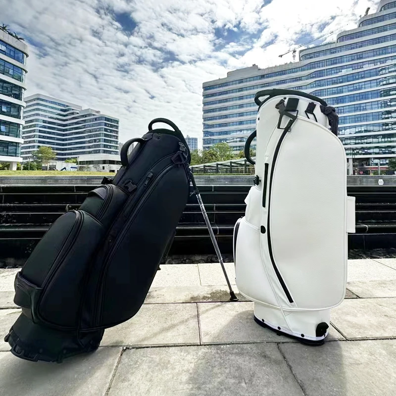 Golf Rack Holder Bag PU Leather Golf Stand Bag Lightweight Waterproof 5-Way Divider Multifunction Bags for Men Clubs Rain Cover