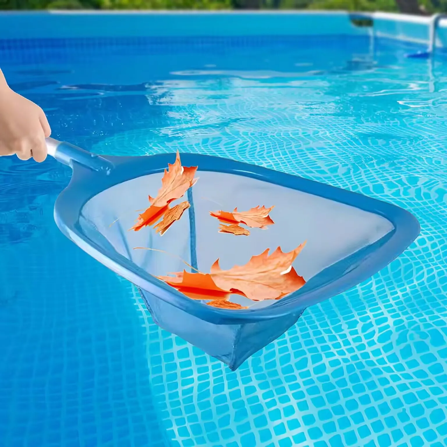 

Metal Pole Pool Leaf Skimmer Net - Durable Rake for Fine Debris in Inground/Above Ground Pools, Spas, Hot Tubs