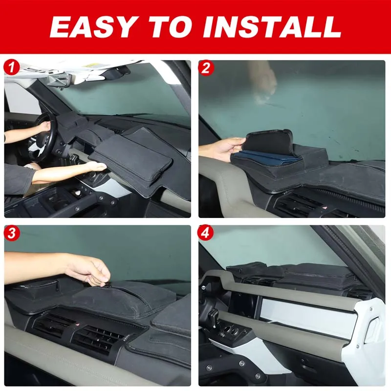 

For Land Rover Defender 90 110 2020-2025+Black Car Dashboard Storage Sunscreen Protection UV Pad Interior Protection Accessories