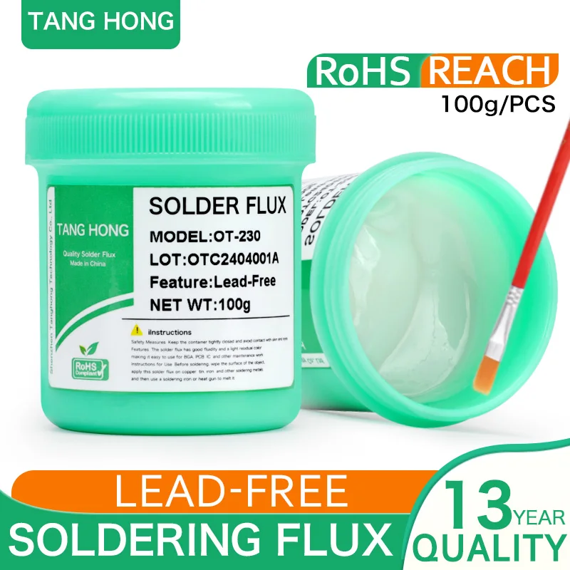 TANGHONG Lead Free Halogen Free BGA Soldering Paste SMD Chip Mobile Phone Repair Welding No-Clean Rosin Soldering Oil Flux 100g