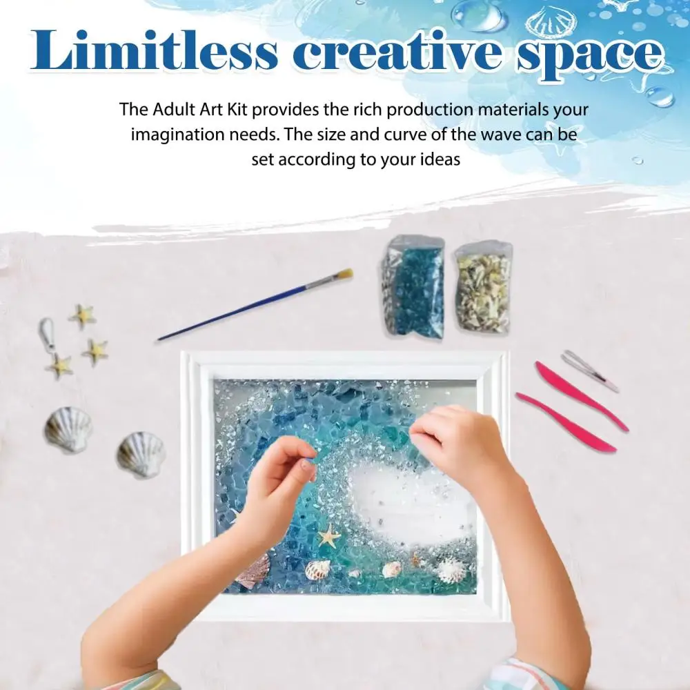 DIY Photo Frame Kit Sea Glass Decorative Painting Set Resin Kit Home Decor Beginners Handicraft Gifts for Adults Birthday