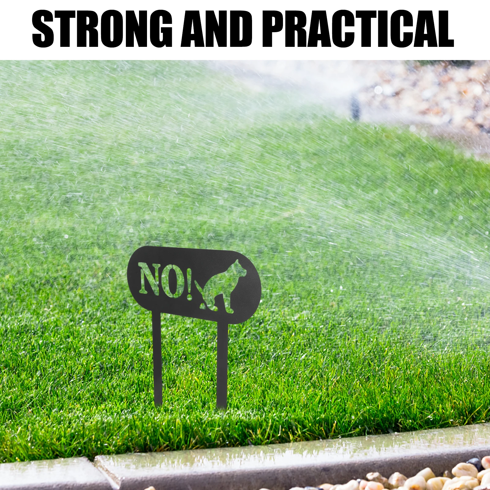 

Sign No Pooping Black Metal Stake Yard Warning Lawn Garden Animal Pet Notice Outdoor Durability Weatherproof Decorative