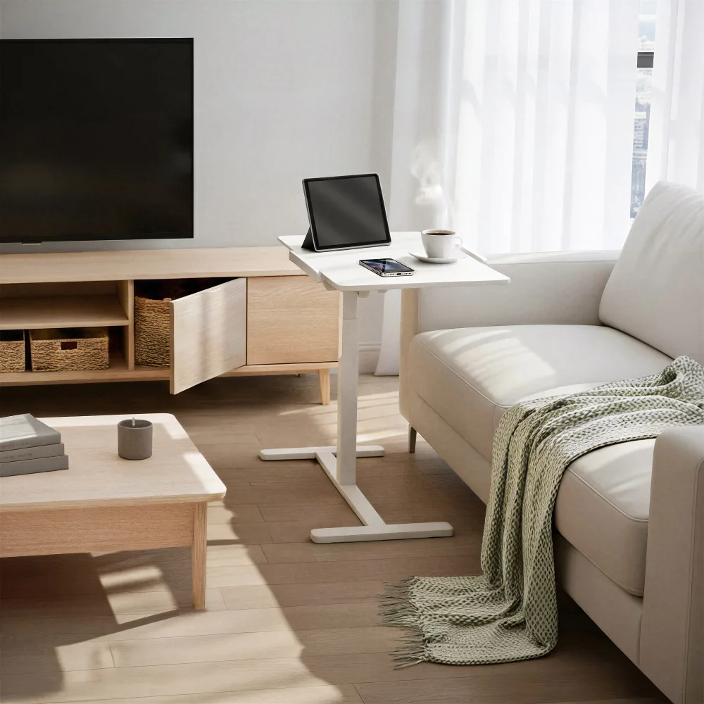 

Регулируемая тележка для ноутбука Techni Mobili Sit-to-Stand на колесиках, белая