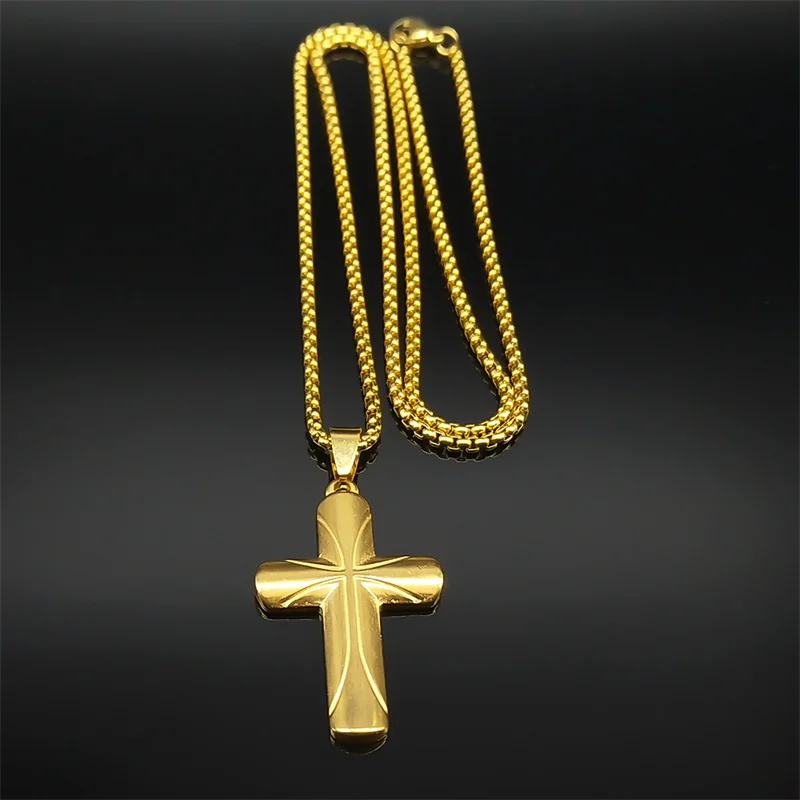 Christ Jesus Cross Pendant Necklace for Women Men Stainless Steel Gold Color Chain Necklaces Jewelry colar masculino NHH14S02