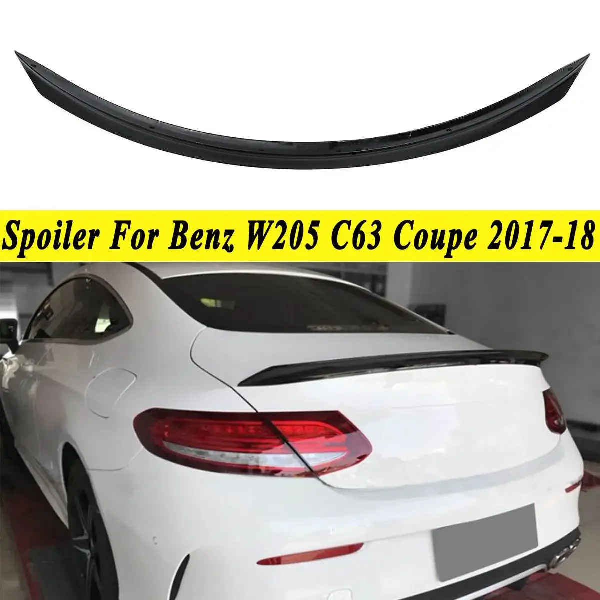 

Painted Gloss Black ABS Rear Trunk Spoiler Wing For Mercedes-Benz W205 C63 For Coupe 2 Door 2017-2018 Car Accessories