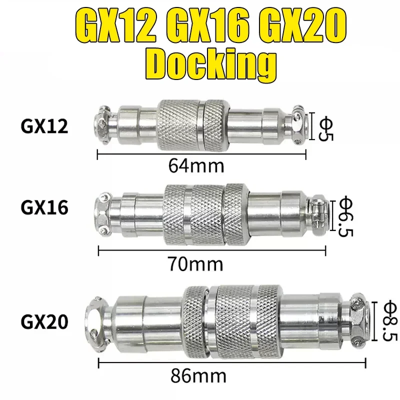 5pcs Male-Female Aviation Connector GX12 GX16 GX20 Metal Aviation Socket Coupler 2/3/4/5/6/7/8/9 Core Pin Fixed Butt Mobile Type