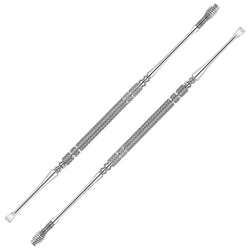 (Ce14)Double Head Stainless Steel Spiral Earpick Ear Scoop Earwax Digging Tool Earwax Curette Spoon Care Ear Toolear Cleaner