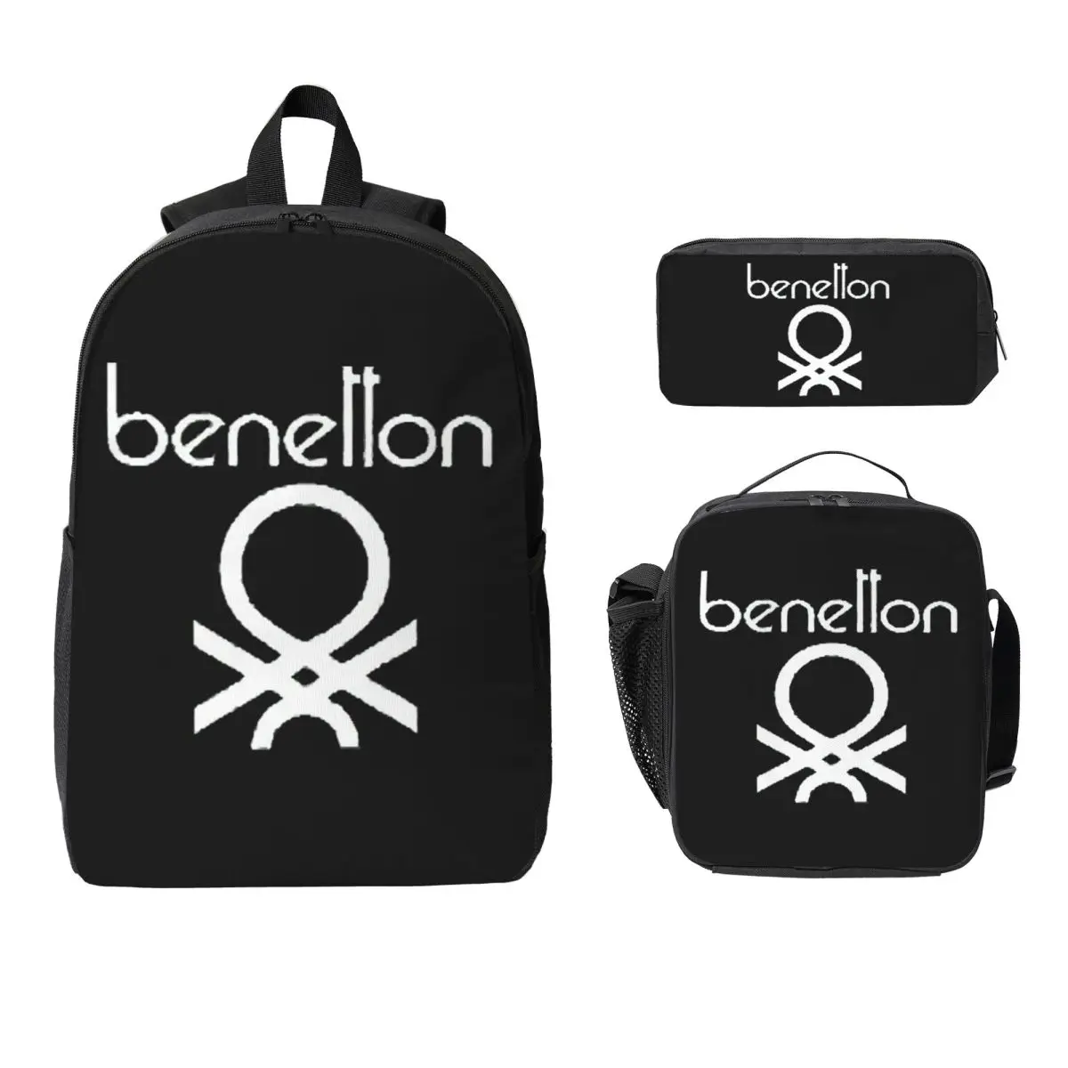 Mochila Coleção Benetton Formula Team 80s, Mochila Escolar, Bolsas de Ombro, 3 Peças, Bolsa Térmica para Almoço, Estojo para Lápis