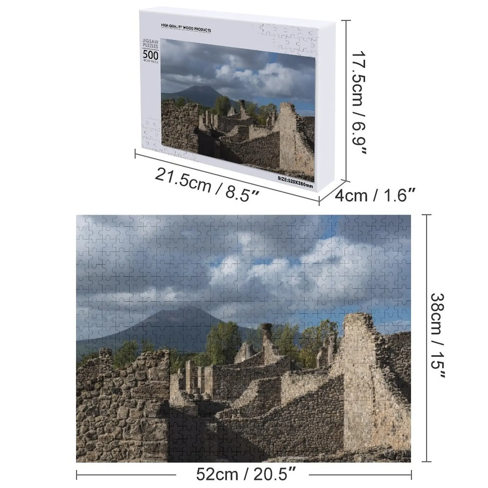 베수비우스 화산은 폼페이 유적 위에 자자로 서 있다 직소 퍼즐 게임 어린이 맞춤형 장난감 퍼즐