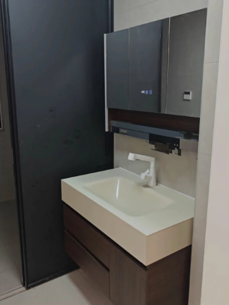 Kombinierte Steinplatte Heißgebogen Integriertes Waschbecken Badezimmerschrank Toiletten-Waschtisch Organizer Schrank Möbel im Mittelalterlichen Stil