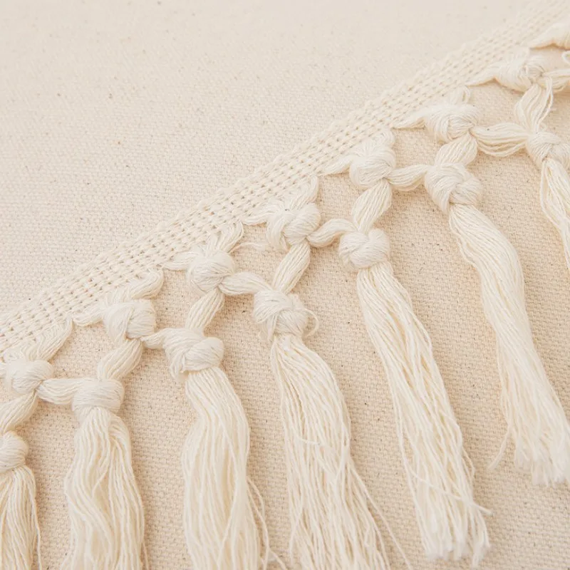 45x45cm Boho Throw Pillow Covers with Tassels Cotton Linen Tufted Woven Farmhouse Gift Decorative Pillow Cover for Couch Bed Car