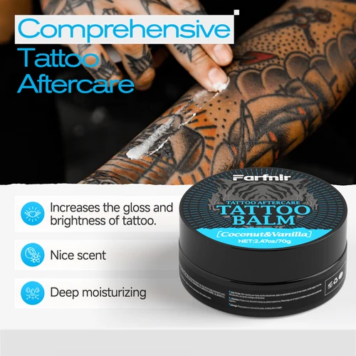 Imagen 2 del producto Bálsamo para tatuajes de 2,47 oz/70 g, con aroma a coco y vainilla, hidrata, mantiene la claridad y hace nuevos tatuajes más vibrantes.