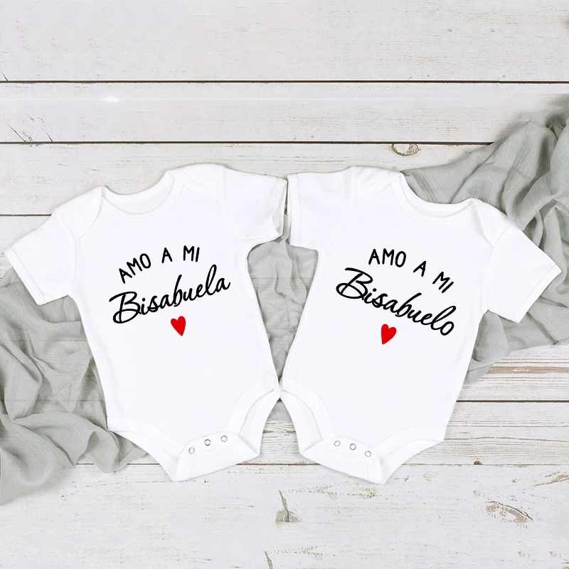 I Love My Great Grandma / Grandpa Newborn Baby Bodysuits Funny Boy Girl Short Sleeve Jumpsuit Cute Gift for New Grandparents