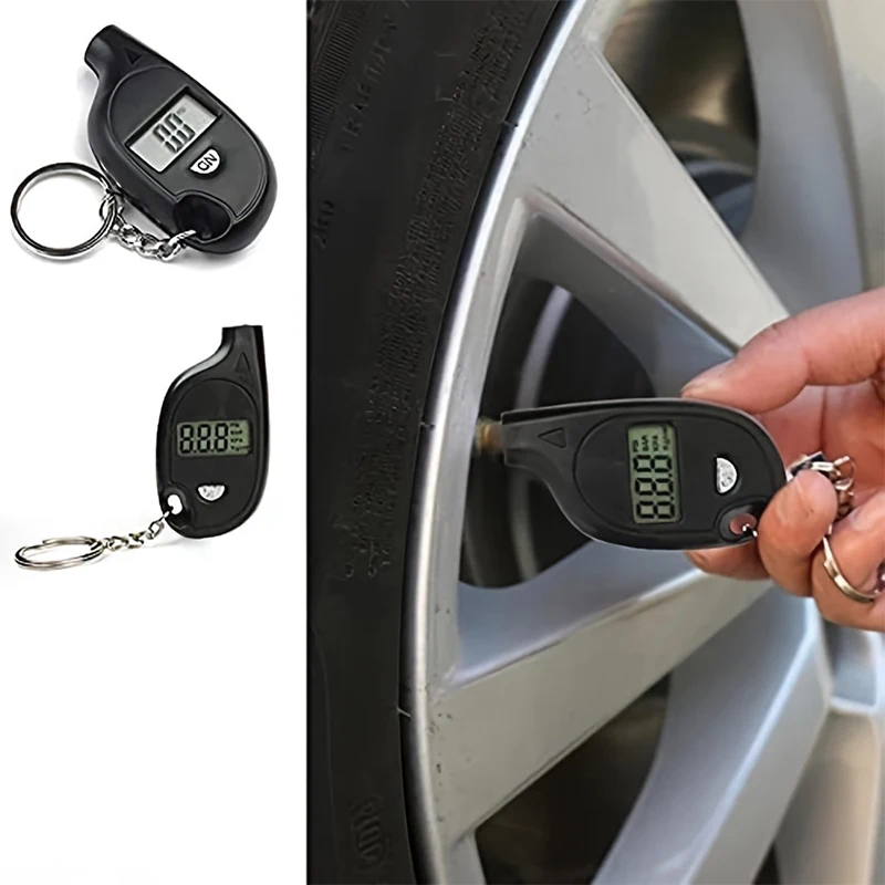 

Mini Keychain Style Tire Gauge Digital Lcd Display Car Tire Air Pressure Tester Meter Auto Car Motorcycle Tire Safety Alarm