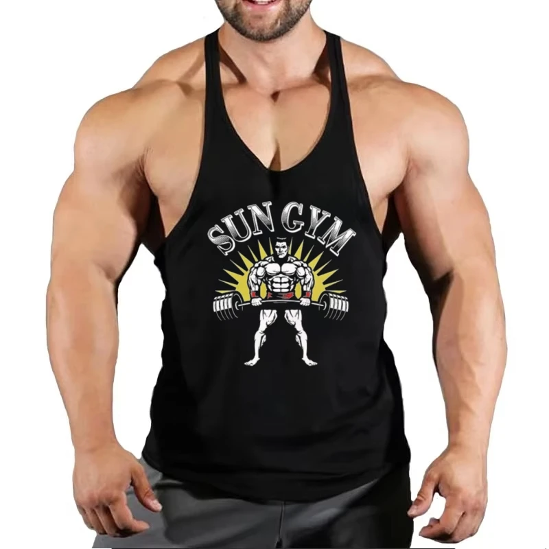 

Men's Sports Muscle Gym Vest - Sleeveless Stringer Bodybuilding Clothing, Breathable Fitness Workout T-Shirt for Training