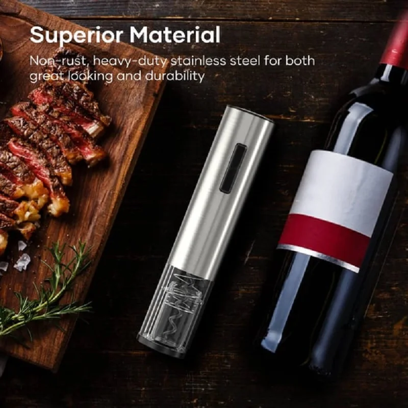 Electric Wine Opener Set Wine Corkscrew Remover Dry Battery Bottle Openers with Wine Pourer Vacuum Stopper Foil Cutter Stand